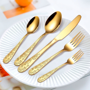 Acme Metal Gold Plated Knife Elegant Floral Design <b>Mirror</b> Polish Rust Resistant Flatware for Wedding Events And Restaurant - Product Image 1