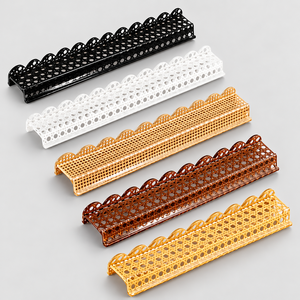En stock : Règle de tri et poussoir de tuiles de Mahjong américain en acrylique en forme de U, à bord ondulé, aspect rotin et tressage bambou, 20 pouces et 17,5 pouces - Product Image 1