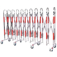 Bolardo de Acero Inoxidable, Barrera de Tráfico Retráctil, Barrera de Seguridad Móvil con Ruedas, Barandilla Telescópica Iluminada para Control de Multitudes