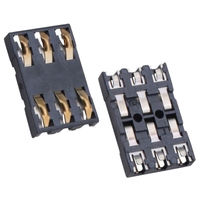 Connecteur de carte SIM simple 6 broches, matériau de contact en alliage de cuivre plaqué or, connecteur de carte intelligente, matériau de contact en alliage de cuivre plaqué or SMD