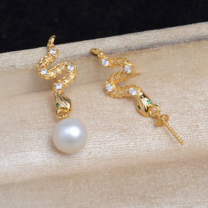 Boucles d'oreilles en argent 925, accessoires de bricolage, bijoux à trois perles avec support pour 5-7 perles, produit semi-fini JG5908, boucles d'oreilles pendantes tendance - Product Image 2