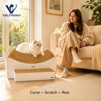 M Curve Griffoir pour chat et mobilier de détente incurvé en carton ondulé, deux pièces, pour intérieur, vente en gros