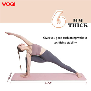 เสื่อโยคะ Woqi หนา 6 มม. ผลิตจากวัสดุ TPE กันลื่น สีชมพู-เทา สำหรับออกกำลังกายในร่มและกระชับสัดส่วน - Product Image 3