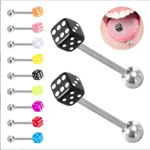Gaby new dice design 14G Tongue ring stainless steel tongue piercing jewelry fashion jewelry piercing jewelry