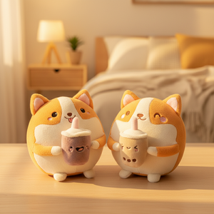 Porte-clés en peluche Kawaii mignon de 10 cm, adorable chien Corgi, jouet en peluche doux, coussin en peluche, cadeau amusant, sac à boisson thé au lait - Product Image 2