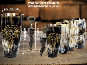 Verre en corne de qualité supérieure |   Gobelet à boire en corne de buffle naturelle, vaisselle et articles de bar rustiques faits à la main, disponible à la vente - Product Image 5