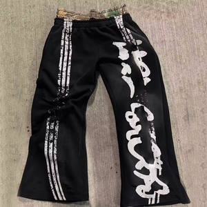 Pantalon de survêtement double taille de couleur sale délavé OEM et ensemble de sweat à capuche brodé d'autocollants survêtements imprimés vintage - Product Image 4