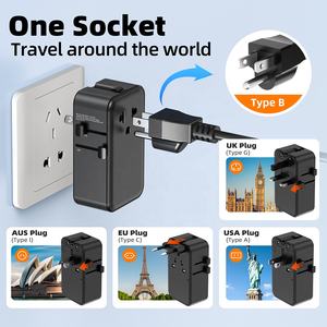 Adaptor Daya Perjalanan Internasional Worldplug PD 45W 2 USB C 2 USB A Ultra Tipis <span class=keywords><strong>Universal</strong></span> untuk US ke Eropa UK AUS - Product Image 3