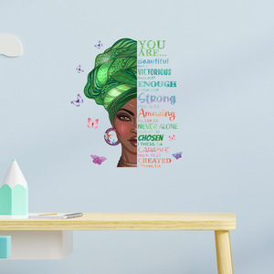 Dessin animé noir fille Style féminin vous êtes <span class=keywords><strong>proverbes</strong></span> <span class=keywords><strong>anglais</strong></span> amovible Stickers muraux salon étude chambre - Product Image 4