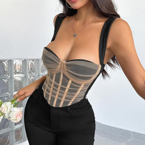 Chuangerm Spot Nouveauté 2025 Haut Corset Vintage à Motif Quadrillé, <span class=keywords><strong>Bustier</strong></span> à Motif Diamant avec Bonnets Rembourrés, Camisole Amincissante à Baleines <span class=keywords><strong>pour</strong></span> Femme - Product Image 6