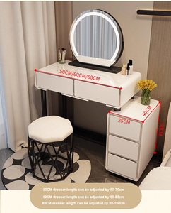 Coiffeuse de 60cm au design moderne et luxueux avec miroir LED Armoire à maquillage en bois crème Petit appartement Chambre principale Utilisation scolaire - Product Image 4