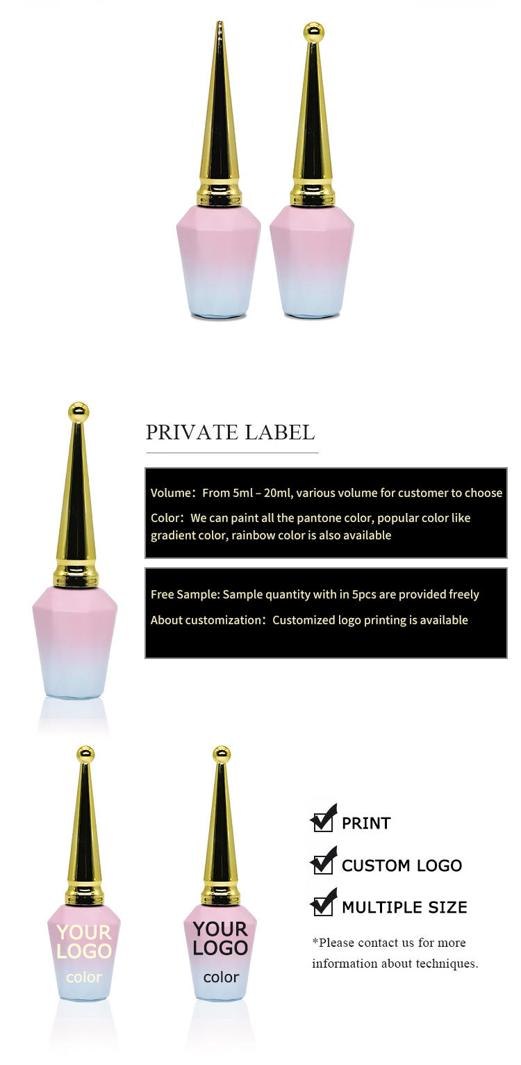 Empty Frosted Pink 12ml 15ml Nail Polish Bottles Leak Proof