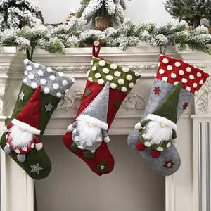 Christmas Decorations Supplies Santa Snowflake Blank Tree Candy Bag Plush Christmas Stocking for festival party home decor
