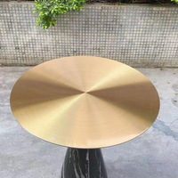 Table basse moderne pour salon, plateau rond en métal, base en marbre