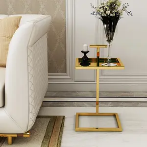 PURUO modern side table french country gold steel small side table