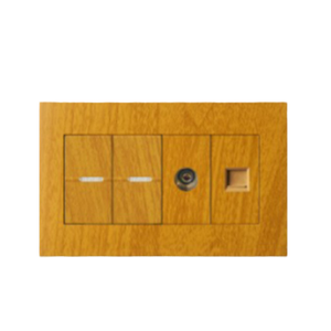 Interrupteur 2 gangs 1 voie + prise <span class=keywords><strong>TV</strong></span> + téléphone, panneau en bois grainé, qualité supérieure, norme britannique, prix d'usine du fabricant - Product Image 1