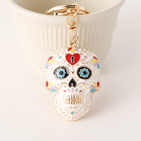 Nouvel arrivage de porte-clés de voiture avec tête de fantôme dégoulinante d'huile pendentif squelette émail coloré porte-clés accessoire de sac pour femmes