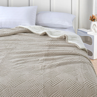 Couverture en molleton de flanelle 100 % polyester recyclé Raschel personnalisable, motif uni ou rayé, technique de tissage, idéale pour l'avion