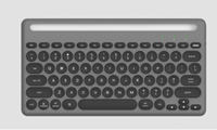 Keyboard Nirkabel Retro Estetis dengan Slot Perangkat, Tombol Bulat Senyap, Bluetooth 2.4Ghz, Keyboard Gaming Dual-Mode untuk Tablet dan Ponsel