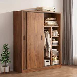 Armoire en bois moderne pour chambre à coucher avec porte coulissante dissimulée, <span class=keywords><strong>meuble</strong></span> <span class=keywords><strong>de</strong></span> <span class=keywords><strong>rangement</strong></span> multifonctionnel - Product Image 1