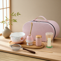 Ensemble de cérémonie du thé japonais Anji Newell, 8 pièces, bol en céramique, fouet en bambou, boîte cadeau, peint à la main, pour la maison, le café