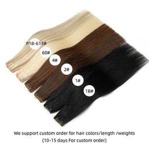 Extensions de cheveux naturels à bandes adhésives longues DIY - Extensions de cheveux invisibles à bandes adhésives larges 16 pouces 50g Châtain Brun Mèches - Product Image 2