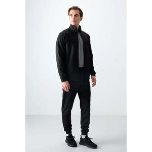 Ensemble de survêtement pour homme noir texturé, coupe standard, brodé - 85248 - Noir/noir - Product Image 4