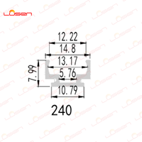 Canal de profil en aluminium de LED LS-240 14.8mm W X 8mm H Extrusion anodisée pour les meubles d'armoire d'éclairage de bande de LED enfoncé linéaire
