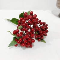Kunstmatige ronde vruchten met 3 takken, kunstmatige bessen, kleine bosbessen, kerstdecoratie voor thuis, accessoires voor bloemstukken