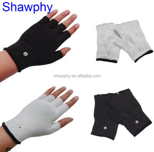 Sarung tangan serat perak konduktif, sarung tangan lima setengah jari untuk sarung tangan terapi rehabilitasi tubuh, sarung tangan elektroda elektroterapi denyut nadi pijat - Product Image 6