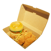Boîte de Hamburger personnalisée en papier Kraft, grande taille, collation brune, poulet frit