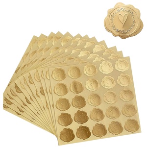 Pegatinas de Corazón de Papel Dorado en Relieve, Resistentes al Agua, Personalizables, 25/100 Unidades, para Sellado de Sobres, Invitaciones de Boda y Manualidades - Product Image 1
