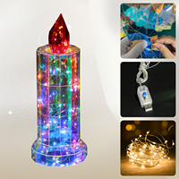 Bougie LED irisée lumineuse, décoration de Noël, alimentée par USB, colorée, pour la maison, centre de table, cadeau