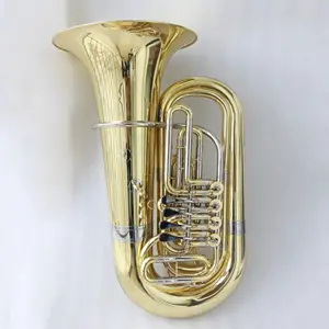 Professional level 4/4 tuba beautiful gold lacquered 4 valve tuba good quality tuba bb