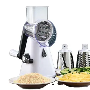 3 In 1 Mandoline Vegetable Cutter Stainless Steel Vegetable Chopper 3 Drums Rotary Cheese Grater For Kitchen Items
