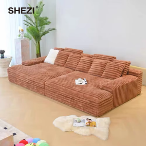 Sofá Seccional Modular en Forma de <span class=keywords><strong>U</strong></span> de 133 Pulgadas, Sin Brazos, Tapizado en Corduroy, con Otomana Móvil, 7 Cojines, Asiento Profundo, Estilo Moderno - Product Image 6