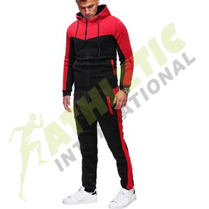 Logo personnalisé noir fermeture éclair jusqu'à hommes survêtement de haute qualité à manches longues pas cher prix bloc couleur mince fitness polaire homme survêtements - Product Image 6