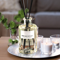 Bouteille de Diffuseur d'Arôme en Verre Transparent de 250 ml avec Bâtonnets, Étiquettes Personnalisées pour Décoration d'Intérieur, avec Boîte