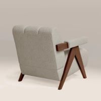 Fauteuil d'appoint moderne avec accoudoirs, inclinable, en tissu et bois, pour chambre à coucher, salon, bureau à domicile
