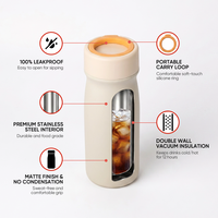 Bouteille d'eau de petite taille 380 ml, en acier inoxydable 304, isotherme sous vide, avec poignée de transport pliable portable, sans BPA