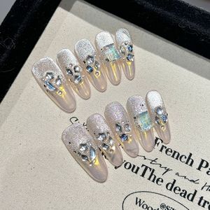 <span class=keywords><strong>Poudre</strong></span> Aurora et Diamant de Lune Scintillants Xiao Wanzi : <span class=keywords><strong>Faux</strong></span> Ongles Press-On Faits Main Élégants et Haut de Gamme - Product Image 5