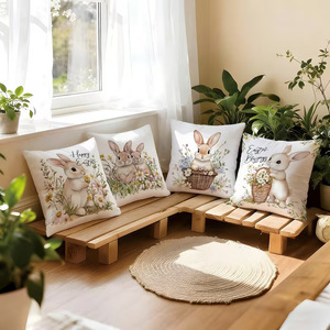 Funda de Almohada de Felpa Corta con Diseño de Conejo de Pascua, Éxito de Ventas Transfronterizo TM (sin Relleno), Decoración para el Hogar, Cojín para Respaldo de Sofá/Cama - Product Image 4