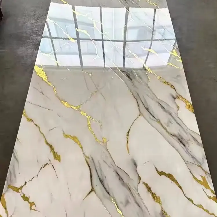 8mm Wood Marble Panel Waterproof Flat Connection Seamless Easy Install Indoor Decor Background Bamboo Fiber Wood Veneer