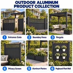 Komplettlösung für Aluminium-Hofbereiche: Sternentor-Set, Zaun, Pergola, Sichtschutz, Pflanzgefäße und Pflanzenwand mit Lochplatten - Product Image 2