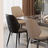 Chaises de salle à manger nordiques minimalistes modernes avec revêtement en cuir et structure en acier inoxydable - Design élégant pour la maison, le bureau et l'ameublement