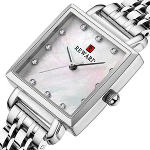 Reward Wholesale Fashion Ladies Watch Square Stainless Steel Gold Watch For Women Luxury Quartz Watches Montre Femme Luxe