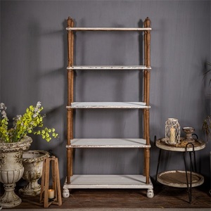 Scaffale d'angolo in legno fatto a mano in legno <span class=keywords><strong>con</strong></span> struttura in legno rustico, scaffale organizzatore - Product Image 5