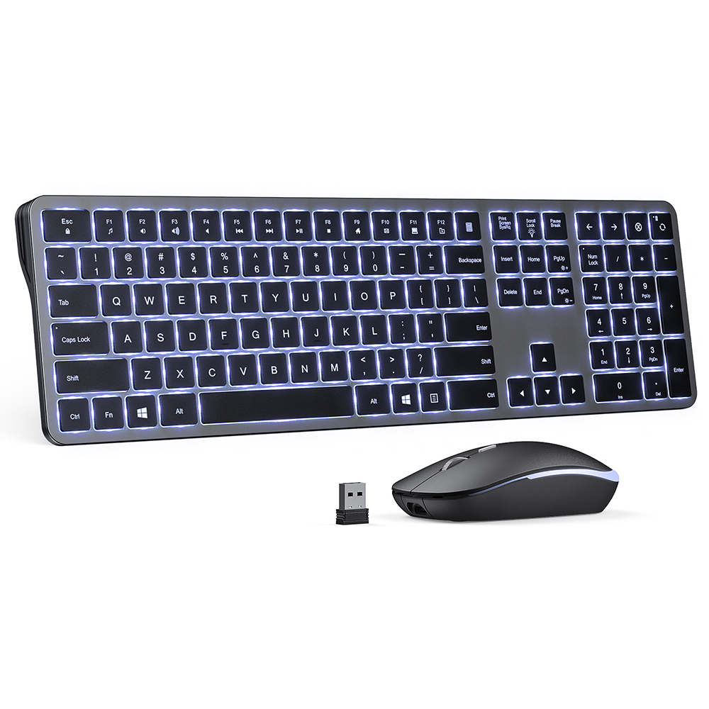 Seenda подсветка беспроводной RGB клавишной панелью и мышей для Windows Аккумуляторная 2,4 г USB подсветка LED клавиатура и мышь комбо