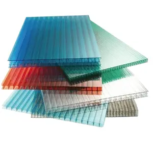 Transparent fire retardant pc twin wall 6mm roofing polycarbonate hollow sheets for outdoor gazebo garden canopy