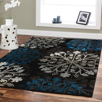 Tapis de salon modernes écologiques de luxe 5x8 crème, bleu, marron, noir, antidérapants, 100% polyester
